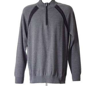 NWT LUCHIANO VISCONTI Luxury 1/4 Zip Charcoal Organic Cotton Sweater Men's MED